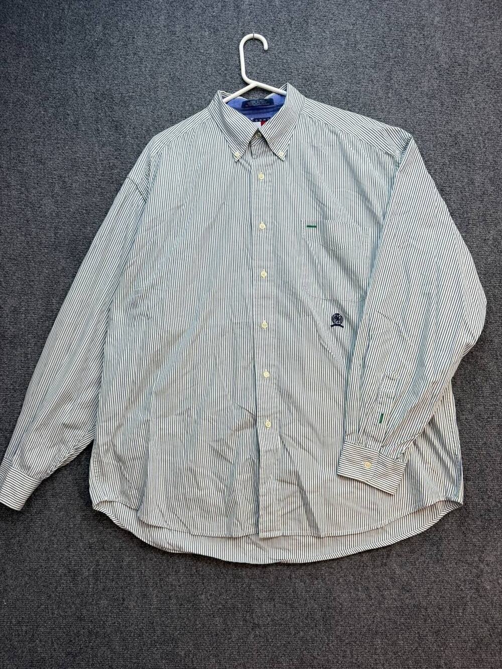 Tommy Hilfiger Men's XL Striped Button-Down Shirt Long Sleeve Cotton